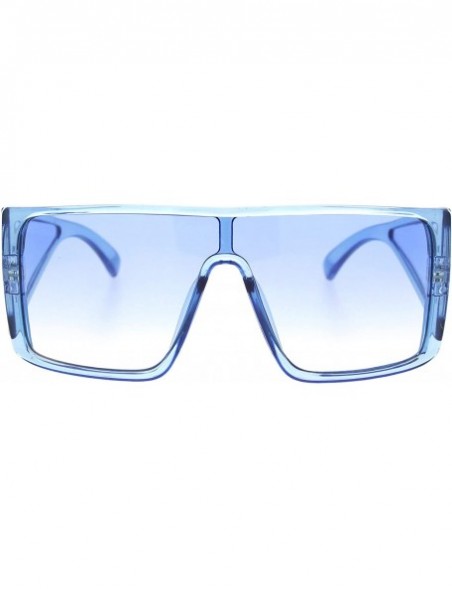 Square Square Boxy Sunglasses Oversized Shield Style Modern Shades UV 400 - Blue - CW1956TSZ2R $11.77