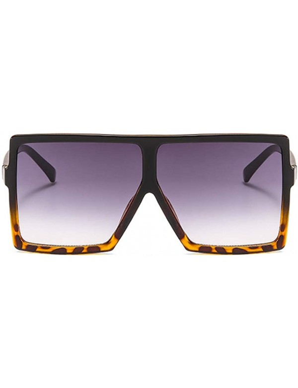 Sport Fashion Square Large Frame Sunglasses Men and Women Eyewear UV400 Black Driving - Leopard Print - C518R463ENM $9.96