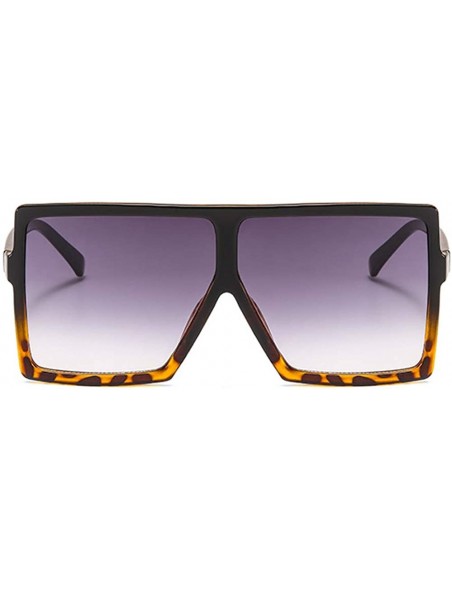 Sport Fashion Square Large Frame Sunglasses Men and Women Eyewear UV400 Black Driving - Leopard Print - C518R463ENM $9.96