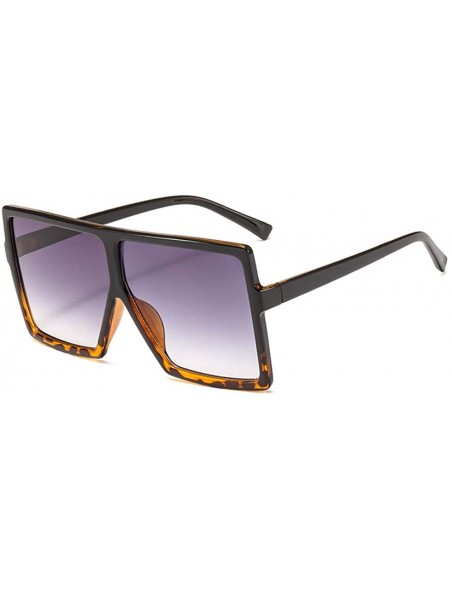 Sport Fashion Square Large Frame Sunglasses Men and Women Eyewear UV400 Black Driving - Leopard Print - C518R463ENM $9.96