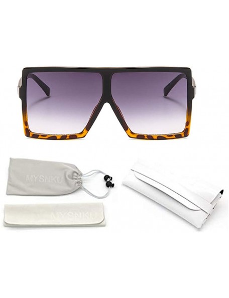 Sport Fashion Square Large Frame Sunglasses Men and Women Eyewear UV400 Black Driving - Leopard Print - C518R463ENM $9.96