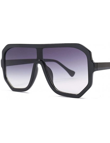 Aviator One Lens Oversized Square Sunglasses Men Women Fashion Shades C1 Black Black - C8 Clear Gray - CO18YR2HAL5 $10.92