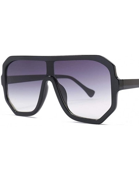 Aviator One Lens Oversized Square Sunglasses Men Women Fashion Shades C1 Black Black - C8 Clear Gray - CO18YR2HAL5 $10.92