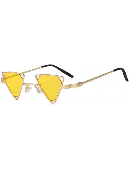 Butterfly Men Women Triangle Butterfly Vintage Colored Lens Sunglasses Metal Frame - Gold-yellow - CL18HSCRO7A $14.58