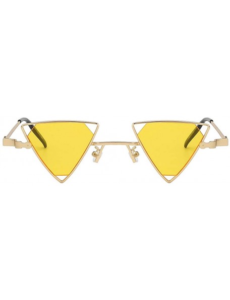 Butterfly Men Women Triangle Butterfly Vintage Colored Lens Sunglasses Metal Frame - Gold-yellow - CL18HSCRO7A $14.58