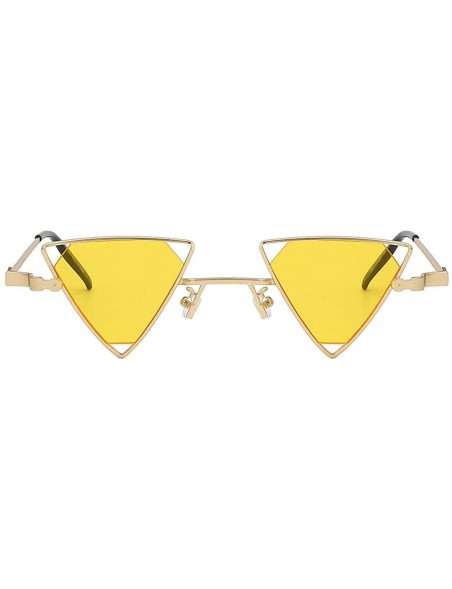 Butterfly Men Women Triangle Butterfly Vintage Colored Lens Sunglasses Metal Frame - Gold-yellow - CL18HSCRO7A $14.58