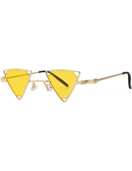 Butterfly Men Women Triangle Butterfly Vintage Colored Lens Sunglasses Metal Frame - Gold-yellow - CL18HSCRO7A $14.58