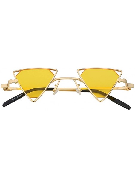 Butterfly Men Women Triangle Butterfly Vintage Colored Lens Sunglasses Metal Frame - Gold-yellow - CL18HSCRO7A $14.58