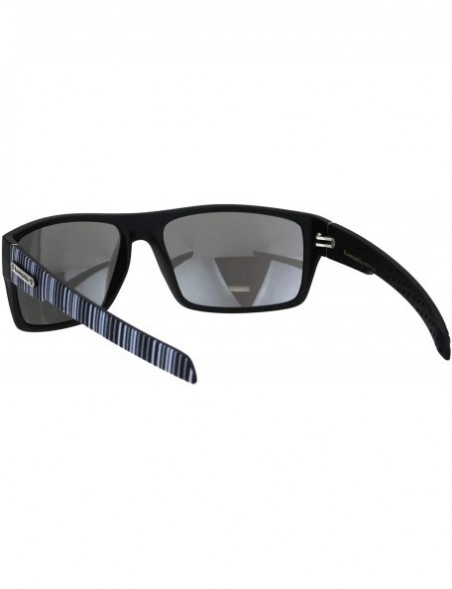 Rectangular Biohazard Sunglasses Mens Casual Fashion Rectangular Shades UV 400 - Black White (Silver Mirror) - CZ18Q64UN0T $9.23