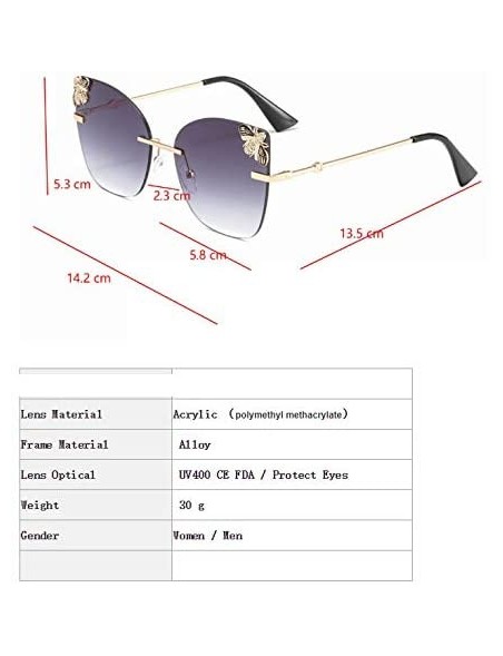 Rimless Bee Rimless Sunglasses Men Women Square Shades Sun Glasses - C6 Green - CR18Y48AZAI $21.65