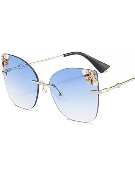 Rimless Bee Rimless Sunglasses Men Women Square Shades Sun Glasses - C6 Green - CR18Y48AZAI $21.65