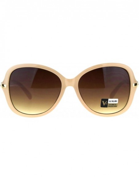 Butterfly Womens Rhinestone Bling Designer Fashion Plastic Butterfly Sunglasses - Beige Brown - C018CAKU0WK $11.35