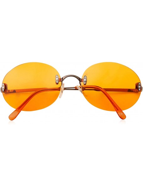 Round Hipster Retro Round Lightweight Rimless Plastic Frame Candy Color Sunglasses for Women - Orange - C618OMDEHDA $11.15