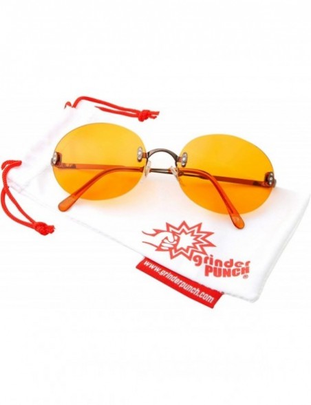 Round Hipster Retro Round Lightweight Rimless Plastic Frame Candy Color Sunglasses for Women - Orange - C618OMDEHDA $11.15