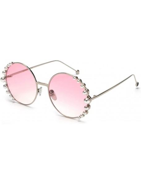 Round 2019 Pearl Sunglasses Women Alloy Fe Round Sun Glasses Female Luxury Brand Black Pink Metal Shades - 5 - CZ18W78MO4H $1...