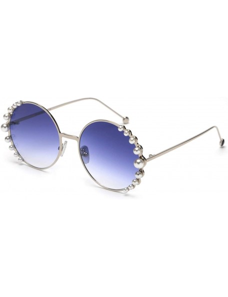 Round 2019 Pearl Sunglasses Women Alloy Fe Round Sun Glasses Female Luxury Brand Black Pink Metal Shades - 5 - CZ18W78MO4H $1...