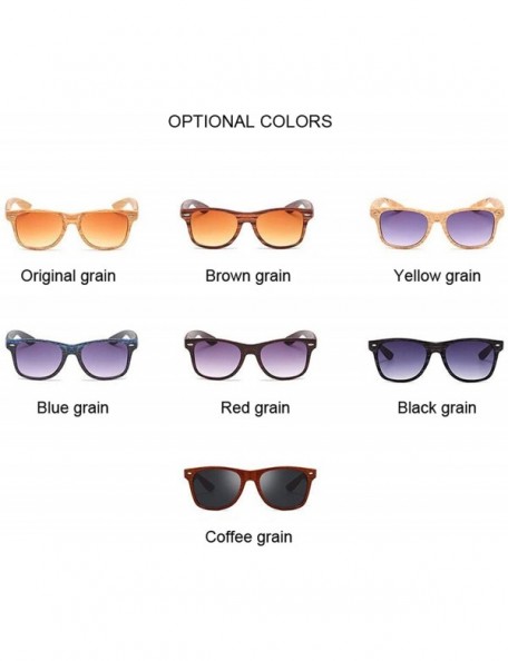 Oversized Imitation Wood Shades Women Sunglasses Fashion Square Small Frame Vintage Retro Glasses Unisex Feminino - CG198ZYR0...