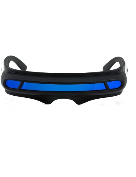 Goggle Futuristic Cyclops Wrap Around Sunglasses - Black- Blue Revo - C01862SH6AD $14.01