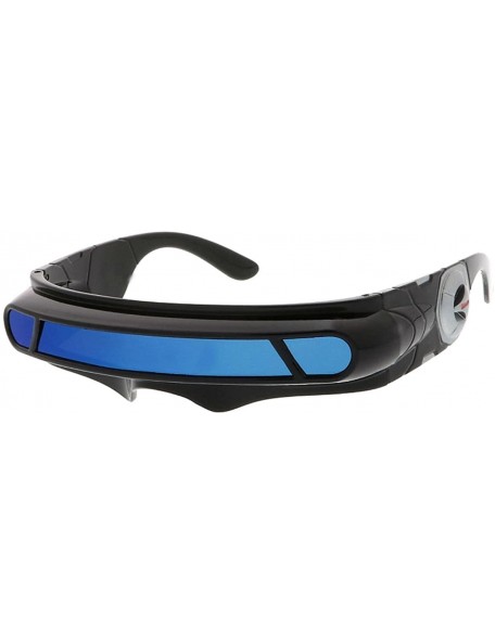 Goggle Futuristic Cyclops Wrap Around Sunglasses - Black- Blue Revo - C01862SH6AD $14.01