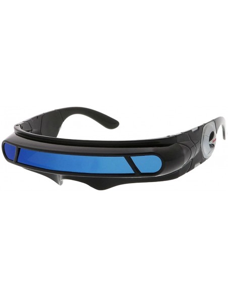 Goggle Futuristic Cyclops Wrap Around Sunglasses - Black- Blue Revo - C01862SH6AD $14.01