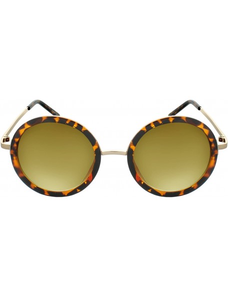 Round Classic Metal Bridge 50mm Round Sunglasses - Leopard-amber - C211LQ6E3RZ $11.92