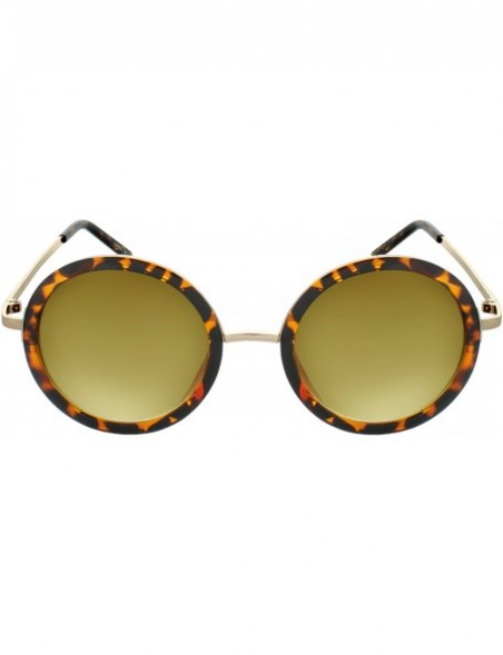 Round Classic Metal Bridge 50mm Round Sunglasses - Leopard-amber - C211LQ6E3RZ $11.92