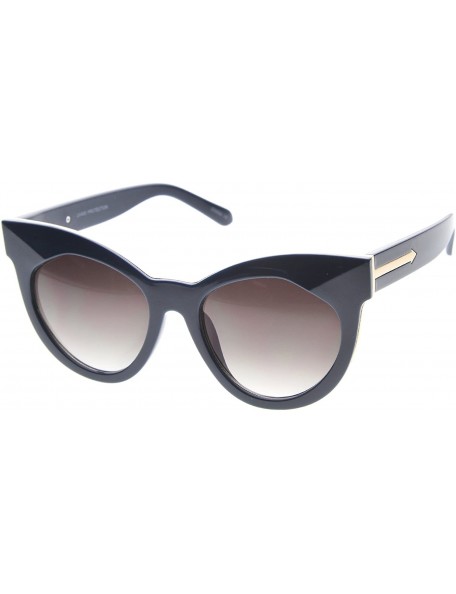 Oversized Chic Womens Oversized Flat Lens Bold Chunky Cat Eye Sunglasses 64mm - Blue-gold / Lavender - CS128PMCKAD $9.44