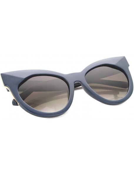 Oversized Chic Womens Oversized Flat Lens Bold Chunky Cat Eye Sunglasses 64mm - Blue-gold / Lavender - CS128PMCKAD $9.44