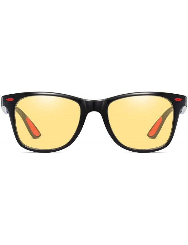 Rectangular Polarized Sunglasses Driving Photosensitive Glasses 100% UV protection - Bright Black/Yellow - CQ18SS8AGXN $14.08