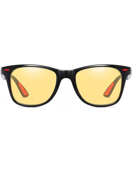 Rectangular Polarized Sunglasses Driving Photosensitive Glasses 100% UV protection - Bright Black/Yellow - CQ18SS8AGXN $14.08