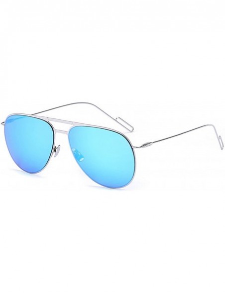 Oversized Aviator Women Men Fashion Designer Sunglasses Metal Frame Colored Lens - 86008_c6_silver_blue_mirror - CH12O5CKCDT ...