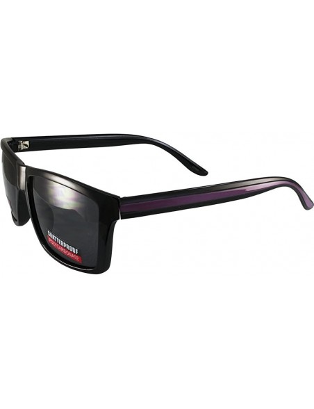 Wayfarer Riot Sunglasses Wayfarer Style Black and Purple Side Stripe Frames Smoke Lens - CJ185Q6SDHW $10.48