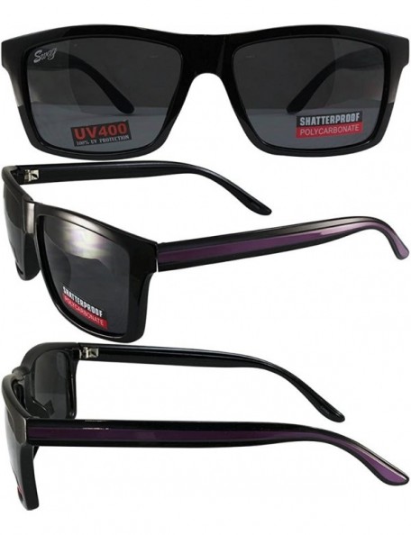 Wayfarer Riot Sunglasses Wayfarer Style Black and Purple Side Stripe Frames Smoke Lens - CJ185Q6SDHW $10.48