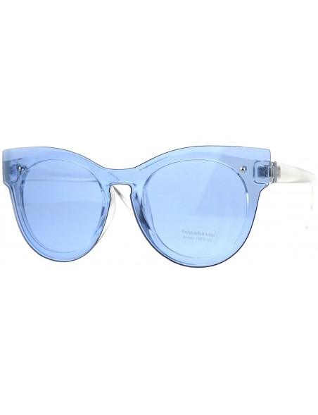 Oversized Translucent Pop Colors Womens Sunglasses Rims Behind Lens UV 400 - Blue - CC180Q60TML $10.98