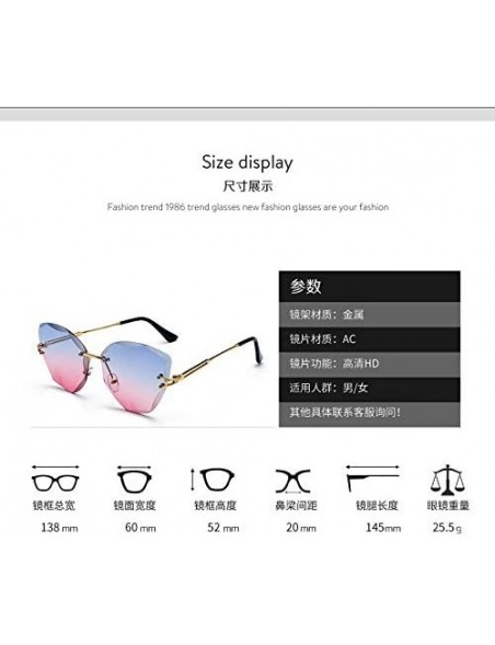 Square Lady Sun Glasses Rimless Women Sunglasses Vintage Alloy Frame Classic Designer Shades - 1-gold-bluepink - CO18Y48Y7K2 ...