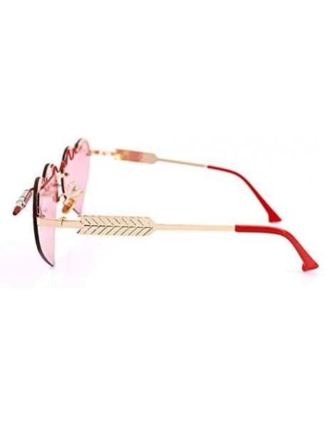 Semi-rimless Heart Shape Sunglasses Ladies Color Lense Heartbeat Designer Eyewear Stylish - Red - C018OSEI22X $14.67