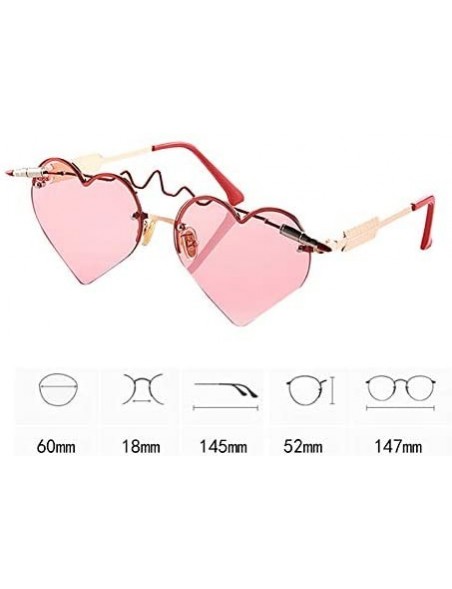 Semi-rimless Heart Shape Sunglasses Ladies Color Lense Heartbeat Designer Eyewear Stylish - Red - C018OSEI22X $14.67