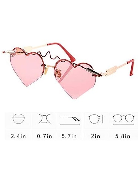 Semi-rimless Heart Shape Sunglasses Ladies Color Lense Heartbeat Designer Eyewear Stylish - Red - C018OSEI22X $14.67