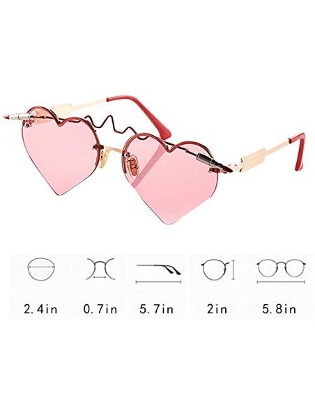 Semi-rimless Heart Shape Sunglasses Ladies Color Lense Heartbeat Designer Eyewear Stylish - Red - C018OSEI22X $14.67