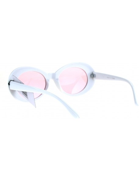 Oval Color Lens Retro Mod Oval Round Minimal White Frame Sunglasses - Pink - CT1853R4GW2 $9.92