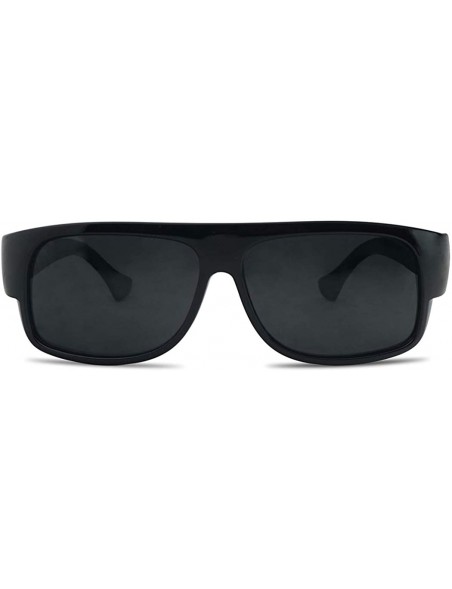 Round Sunglass Stop - Original OG Classic Locs Mad Dogger Style Sunglasses with Super Dark Black Lens - CC11UVNNJPV $9.00