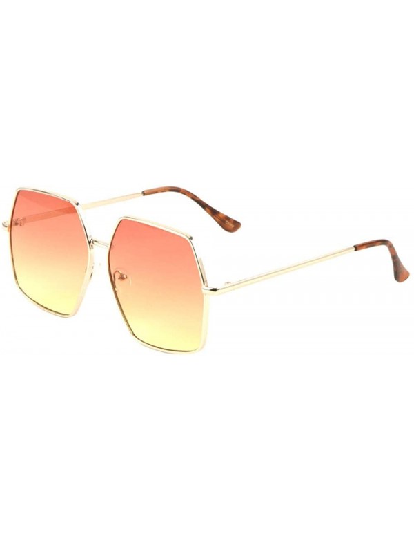 Butterfly Demi Ears Geometric Polygon Thin Metal Frame Oceanic Color Sunglasses - Orange - CK197S77957 $15.18