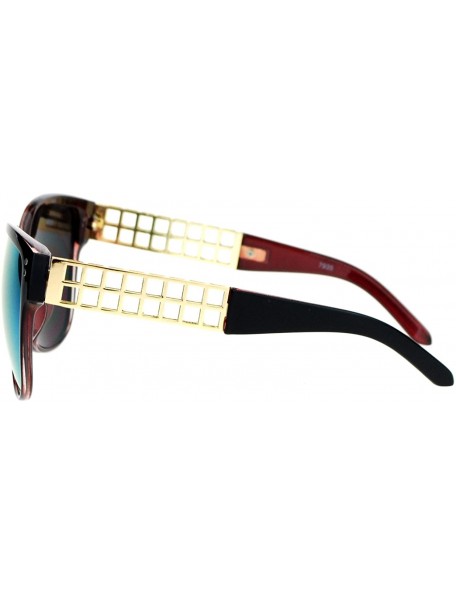 Square Womens Oversized Fashion Sunglasses Designer Style Square Frame - Black Purple (Yellow Mirror) - CT187DXR6Q4 $13.24