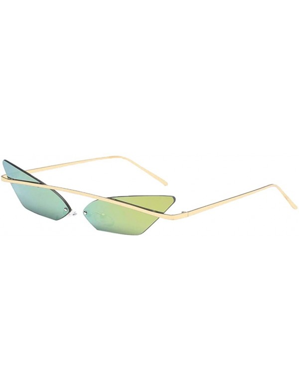 Rimless Retro Small Cat Eye Rimless Sunglasses Metal Frame Transparent Lens - Gold - CA18ZSCKE20 $13.31