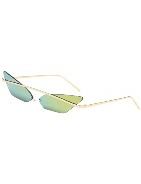 Rimless Retro Small Cat Eye Rimless Sunglasses Metal Frame Transparent Lens - Gold - CA18ZSCKE20 $13.31