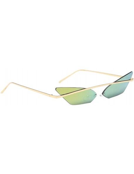 Rimless Retro Small Cat Eye Rimless Sunglasses Metal Frame Transparent Lens - Gold - CA18ZSCKE20 $13.31