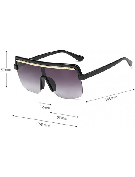 Goggle Fashion New Trend Big Frame One-piece Brand Designer Large Hinge Metal Chain Sunglasses - C4 - C318THRID6U $12.23