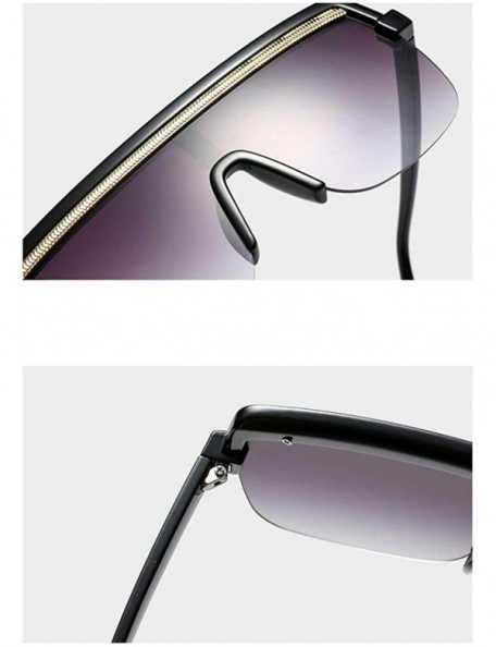 Goggle Fashion New Trend Big Frame One-piece Brand Designer Large Hinge Metal Chain Sunglasses - C4 - C318THRID6U $12.23