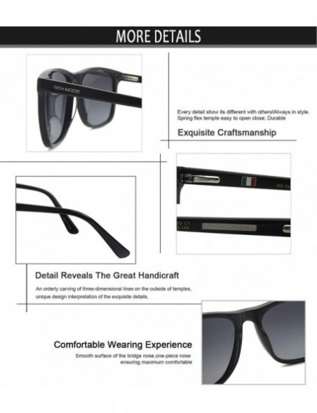 Rectangular Exquisite handicraft eyewear with UV protective polarized lens acetate sunglasses - Shiny.black - CB1966TLN52 $21.28