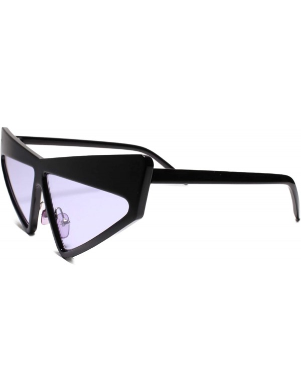 Cat Eye Womens Unique Funky Retro 70s Style Mirrored Lens Cat Eye Sunglasses - Purple - CF18UM96X3I $10.07